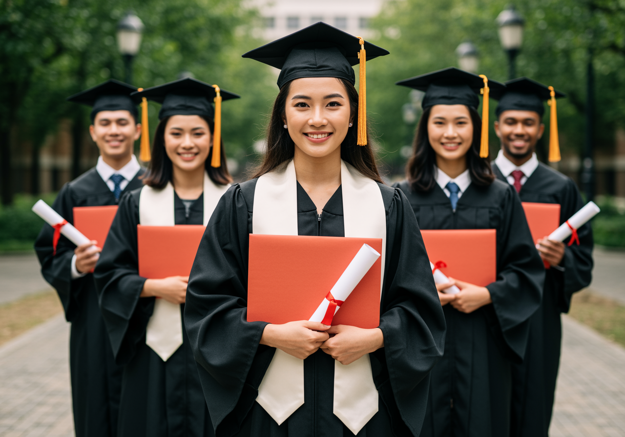 University graduates holding verifiable certificates
